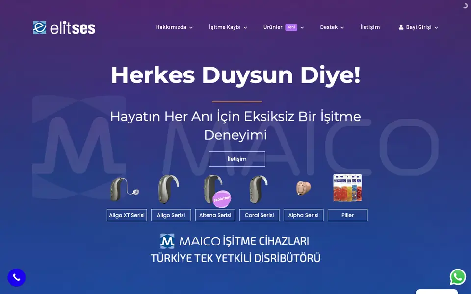 Elitses web sitesinin ana sayfası